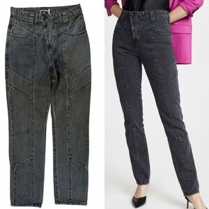 Retrofete Taylor Faded Gray Black Criss Cross Button Fly Straight Leg Jeans 28